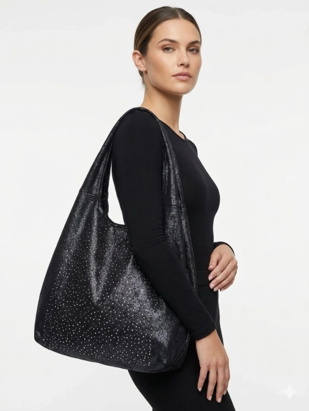 SWEET CAKES Y2K Shimmer Rhinestone Slouchy Hobo Shoulder Bag Starry Night